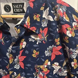Salty Crew Men Button Down Shirt xxl floral fish